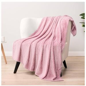 Pink Textured Throw Blanket